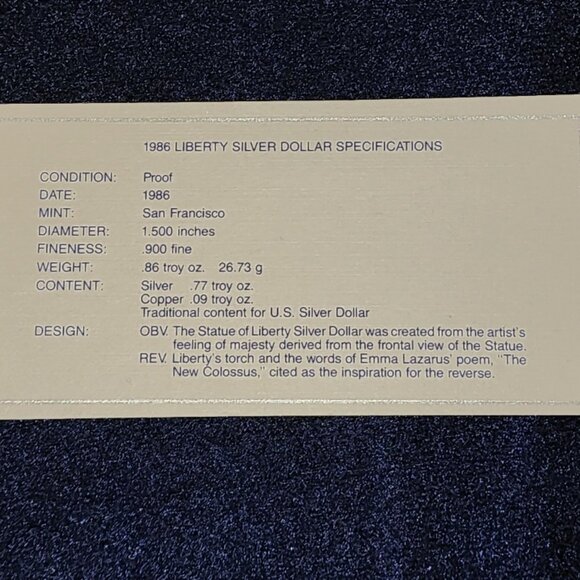 1986 US Mint Proof Liberty 2 Coin Set - Picture 10 of 15